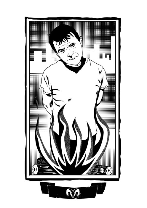 Vicente Muñoz en una de las ilustraciones de Julia D. Velázquez para el libro.