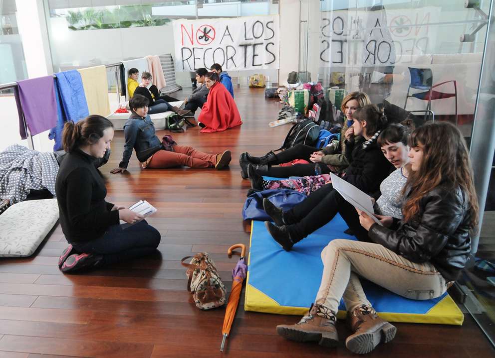 Los alumnos iniciaron su encierro en la Escuela Superior de Arte Dramático de Castilla y León el paado 25 de abril. Foto: Carlos Arranz (últimoCero).