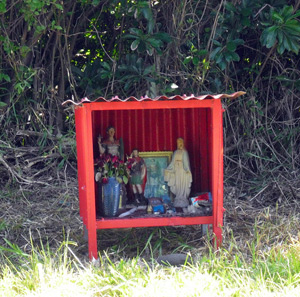 Uno de los altarcitos dedicados a San Expedito que pueblan la Isla de La Reunión.