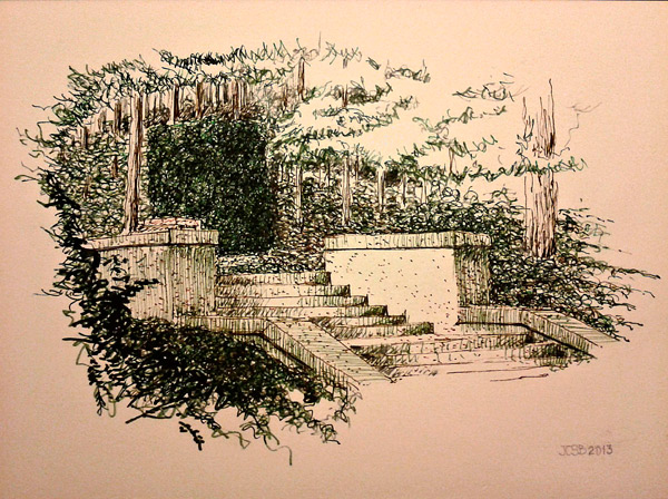 Apunte de la escalinata del Coto. Por José Carlos Sanz Belloso. 