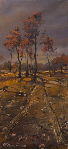 Una obra de la exposición de Sendo en Castrillo de los Polvazares (León). © Fotografía: Eloy Rubio Carro.