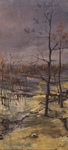 Una obra de la exposición de Sendo en Castrillo de los Polvazares (León). © Fotografía: Eloy Rubio Carro.