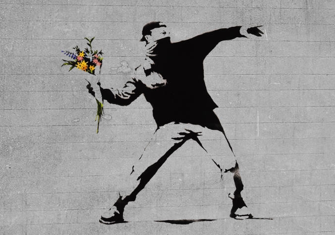 Flower Brick Thrower. © Banksy.