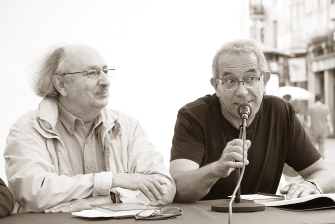 Antonio Colinas y Tomás-Néstor Marínez. © Fotografía: Eloy Rubio Carro.