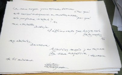 Poema manuscrito de Gamoneda.