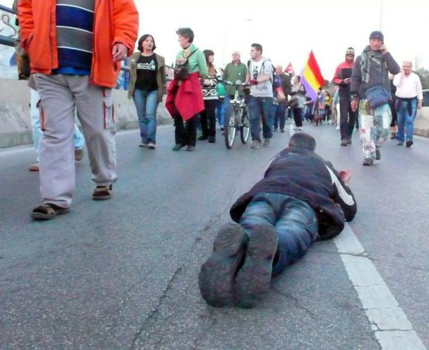 Varios de los integrantes de la Columna Noroeste durante la Marcha de la Dignidad. © Foto: F. S.