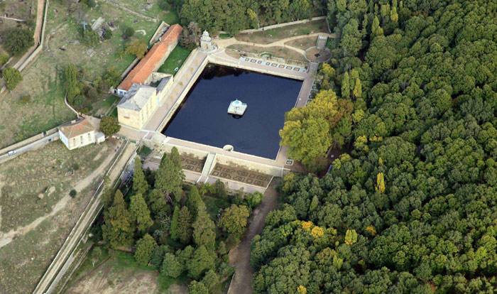 Vista aérea de las terrazas del núcleo central de El Bosque de Béjar. © Fotografía: José Carlos Sanz Belloso.
