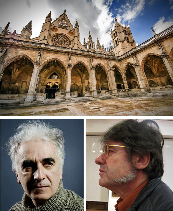 En la imagen superior, el claustro de la catedral de León, en una fotografía de Mariluz Rodríguez. La foto de Bernardo Martínez (abajo, izquierda) es de lavozdegalicia.es y la de Ildefonso Rodríguez (abajo, derecha) de E. Otero.