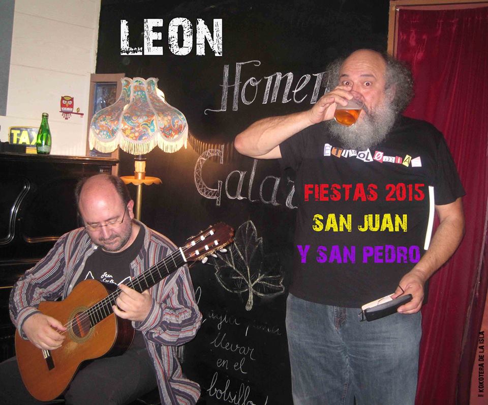 Cartel nº 116. © kokotera de la isla. / Cartel basado en una fotografía realizada durante la presentación del libro en el Bar Belmondo para el concurso de fotografías colaborativas no oficiales de las Fiestas de San Juan y San Pedro de León 2015.