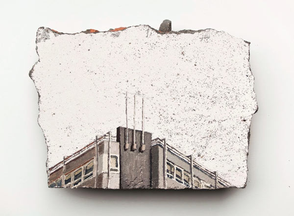 "Escombro", (García Barbón / Colón I), 2014. Óleo sobre yeso, cemento y ladrillo. 20 x 28 cm. © Ignacio Pérez-Jofre.