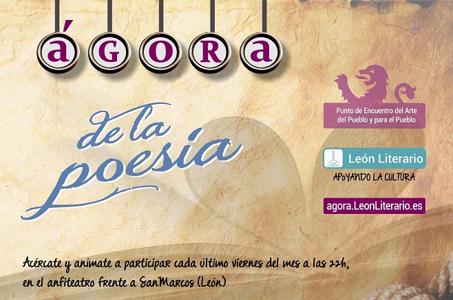 El cartel de León Literario dedicado al Ágora.