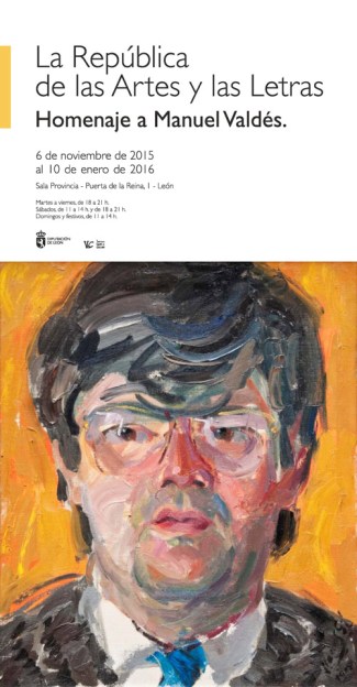 El cartel, con un retrato de Manuel Valdés realizado por el pintor Modesto Llamas Gil.