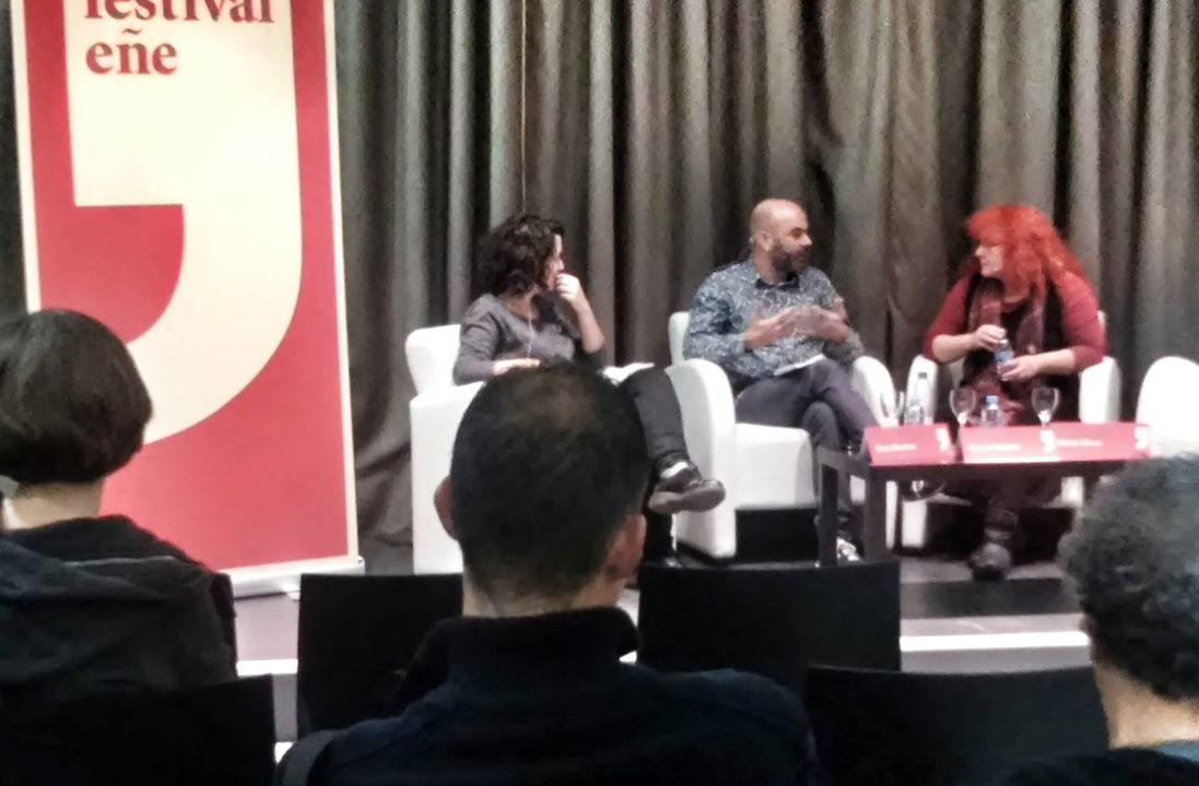 Clara Morales, Manuel Cuéllar y Eloísa Otero durante la mesa redonda en el Festival Eñe.