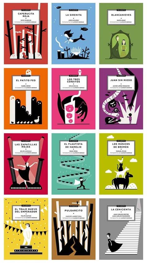 Portadas de los doce cuentos de la colección.