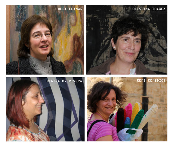Las cuatro artistas "en tierra de nadie". Olga Llamas, Cristina Ibáñez, Begoña Pérez Rivera y Reme Remedios.