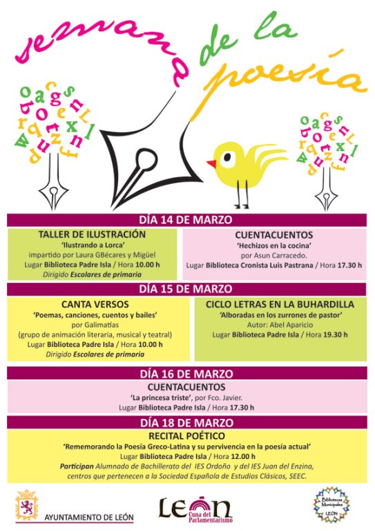 Cartel "Semana de la Poesía" en León.