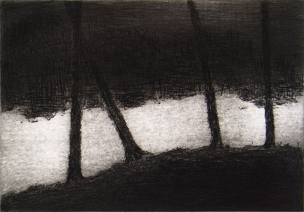 "El Neira" (2012). Aguafuerte y punta seca. © Miguel Galano.