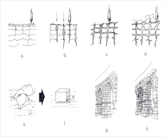 Secuencia evolutiva de los granitoides que constituyen los sillares del acueducto de Segovia.