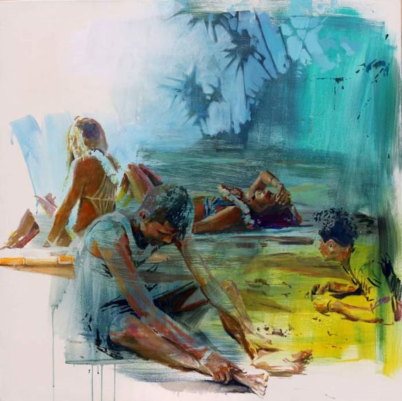 Beatriz Seijo. "Playa Temae". Óleo sobre lienzo.