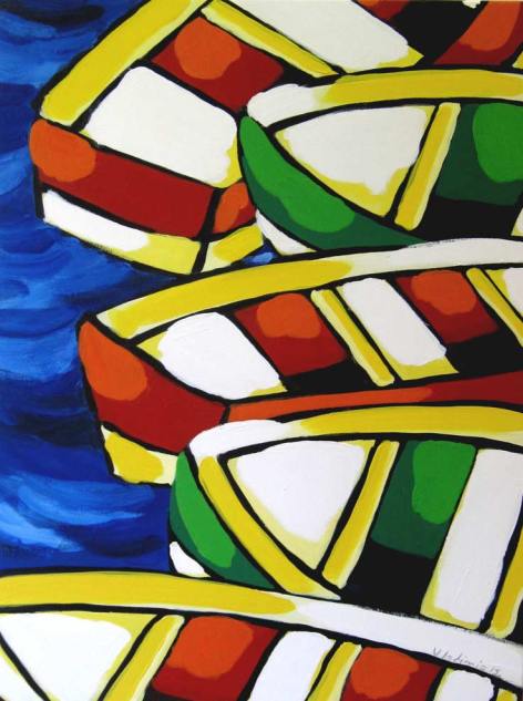Vladimir González Menéndez. "Barcas". Acrílico sobre tabla.