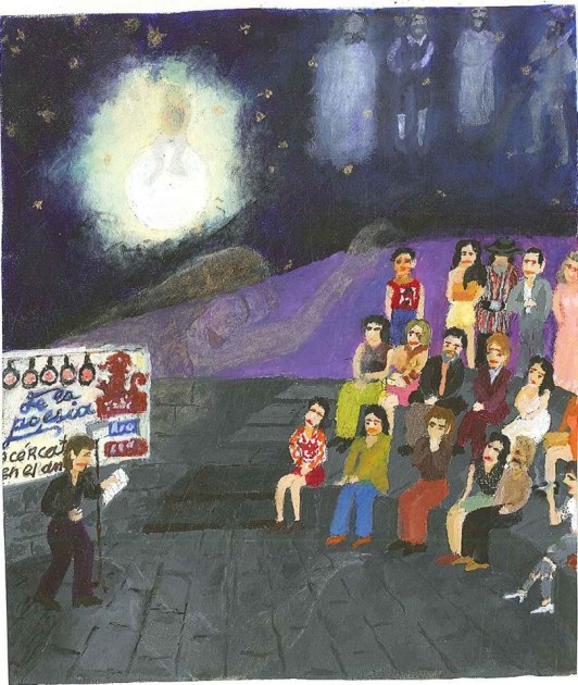 Dibujo de El Caminante, quien pasaba por ahí.... / Tomado del FB del Ágora de la palabra.