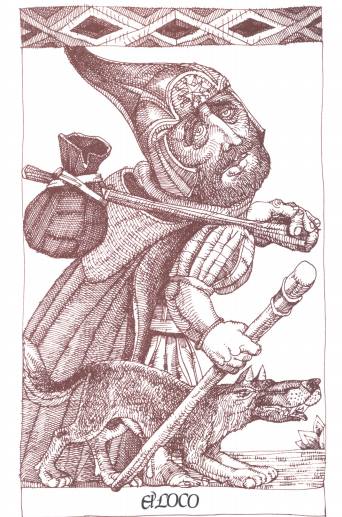 Grabado de la carpeta "Trece de los llamados Arcanos mayores..." de Manuel Jular. Haz un click.