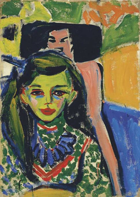 Ernst Ludwig Kirchner. "Fränzi ante una silla tallada" (1910).