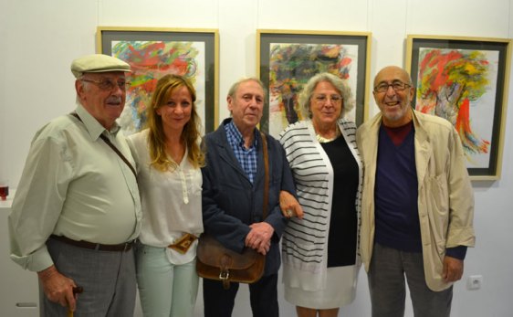 Modesto Llamas, Marga Carnero, Luis G. Zurdo, Asun Robles y Manuel Jular en la galería Ármaga. Foto: Vicente García.