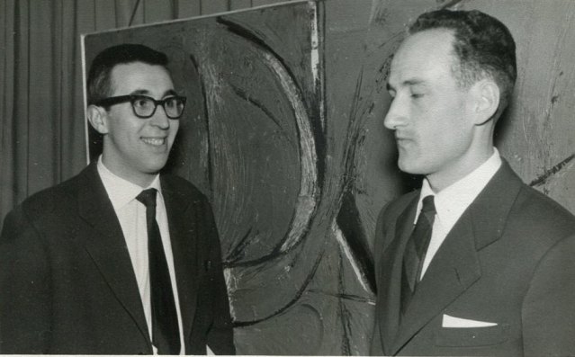 Manuel Jular y Alejandro Vargas en 1961. Primera exposición de Arte Abstracto en León. [Fotografía cedida por A. Vargas]