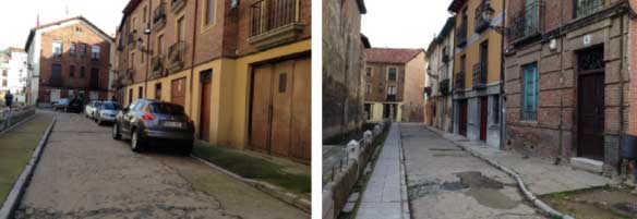 Fotografías del estado previo de las calles Capilla y Mercado. Fuente: Ayuntamiento de León.