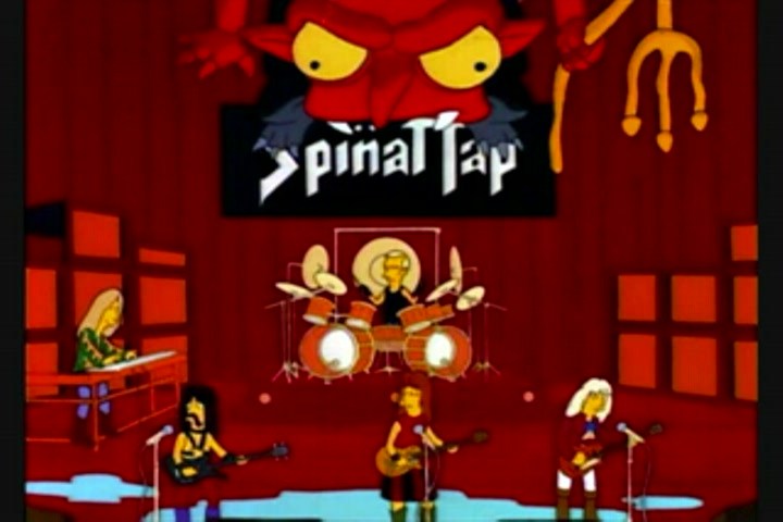 Spinal Tap es un falso grupo inventado para un falso documental. Apareció luego en Los Simpson, que contribuyeron a la fantasía.jpg